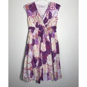 Garnet Hill pleated A line floral cottondress Sz 8